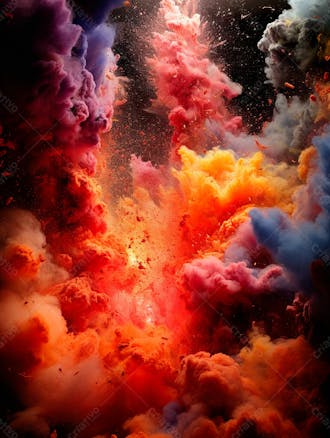 Imagem explosao de fumaca colorida com particulas 1