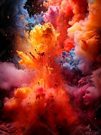 Imagem explosao de fumaca colorida com particulas 4