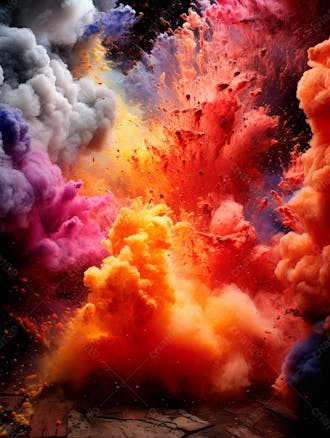 Imagem explosao de fumaca colorida com particulas 5