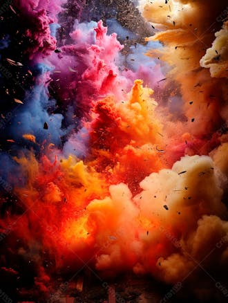 Imagem explosao de fumaca colorida com particulas 6