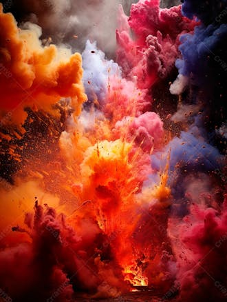 Imagem explosao de fumaca colorida com particulas 8