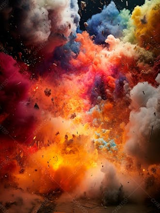 Imagem explosao de fumaca colorida com particulas 9