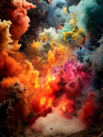 Imagem explosao de fumaca colorida com particulas 13