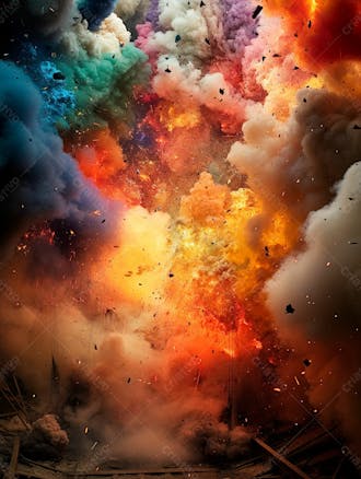 Imagem explosao de fumaca colorida com particulas 14
