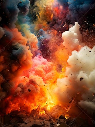 Imagem explosao de fumaca colorida com particulas 15