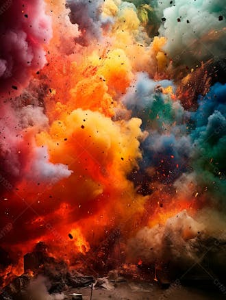 Imagem explosao de fumaca colorida com particulas 16