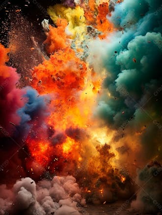 Imagem explosao de fumaca colorida com particulas 18