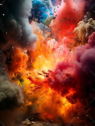 Imagem explosao de fumaca colorida com particulas 22