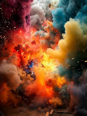 Imagem explosao de fumaca colorida com particulas 24