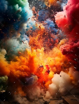 Imagem explosao de fumaca colorida com particulas 26