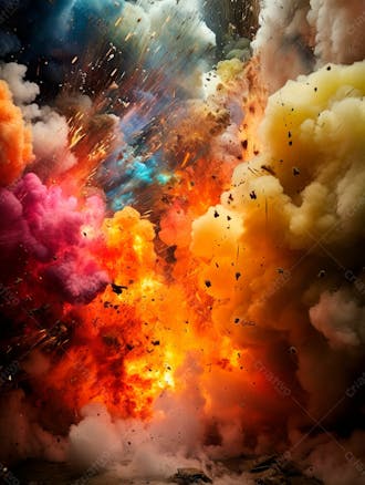 Imagem explosao de fumaca colorida com particulas 29