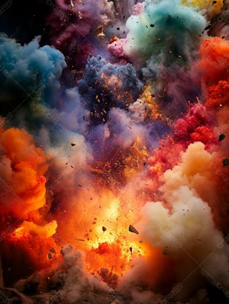 Imagem explosao de fumaca colorida com particulas 31