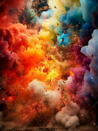 Imagem explosao de fumaca colorida com particulas 32