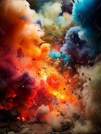 Imagem explosao de fumaca colorida com particulas 33