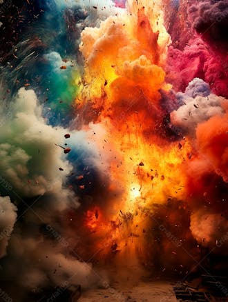 Imagem explosao de fumaca colorida com particulas 34