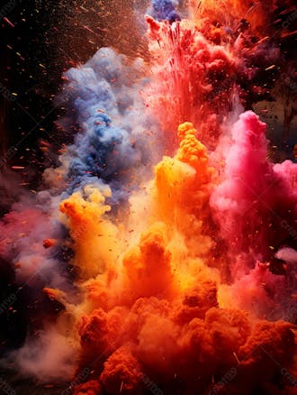 Imagem explosao de fumaca colorida com particulas 35