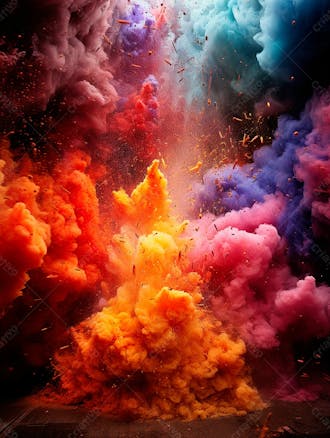 Imagem explosao de fumaca colorida com particulas 37