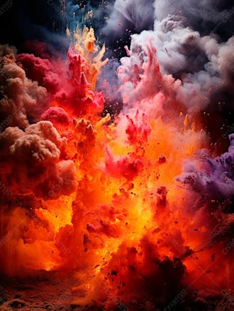 Imagem explosao de fumaca colorida com particulas 40