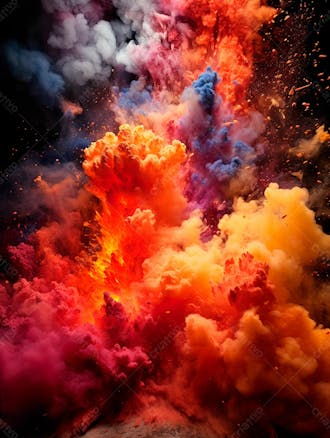 Imagem explosao de fumaca colorida com particulas 43
