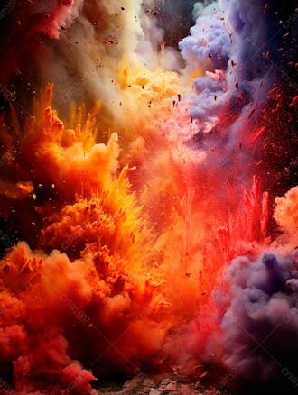 Imagem explosao de fumaca colorida com particulas 46