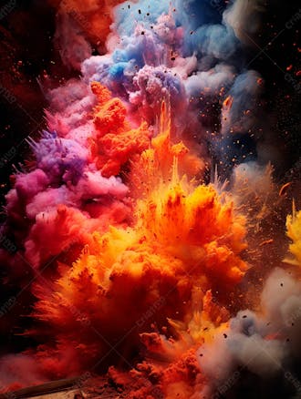 Imagem explosao de fumaca colorida com particulas 47
