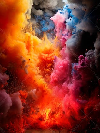 Imagem explosao de fumaca colorida com particulas 53