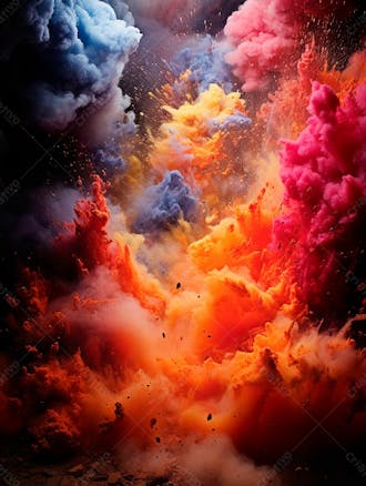 Imagem explosao de fumaca colorida com particulas 54