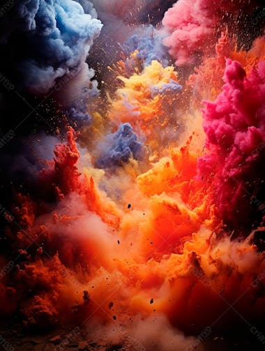 Imagem explosao de fumaca colorida com particulas 54