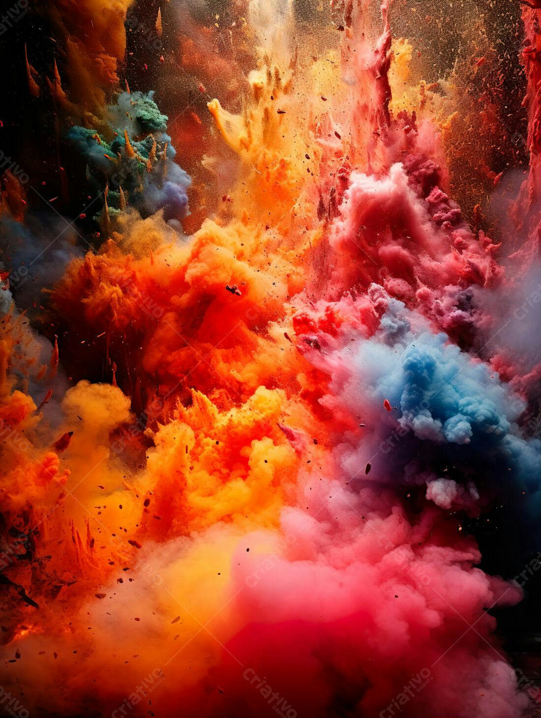 Explosão de pó colorido cores vibrantes