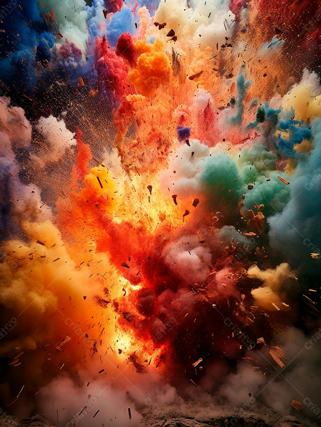 Explosão de cores vibrantes em alta velocidade