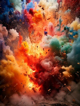Imagem explosao de fumaca colorida com particulas 57