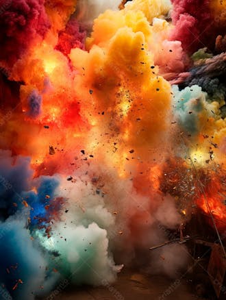 Imagem explosao de fumaca colorida com particulas 59