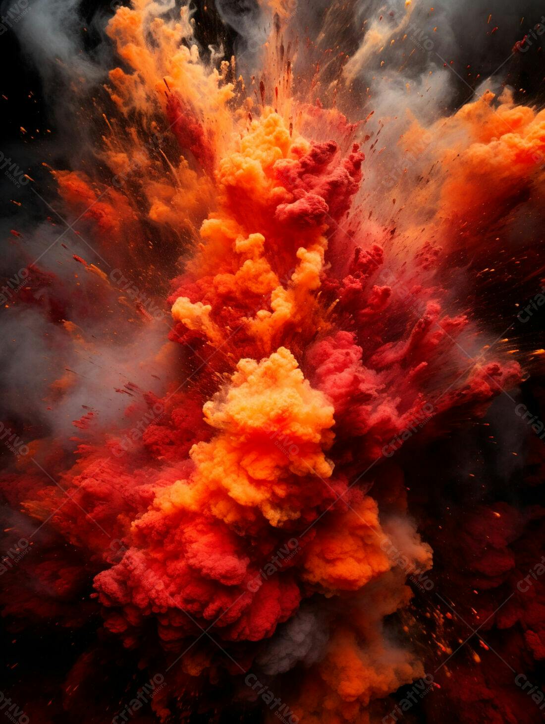 Explosão de cores laranja e vermelho
