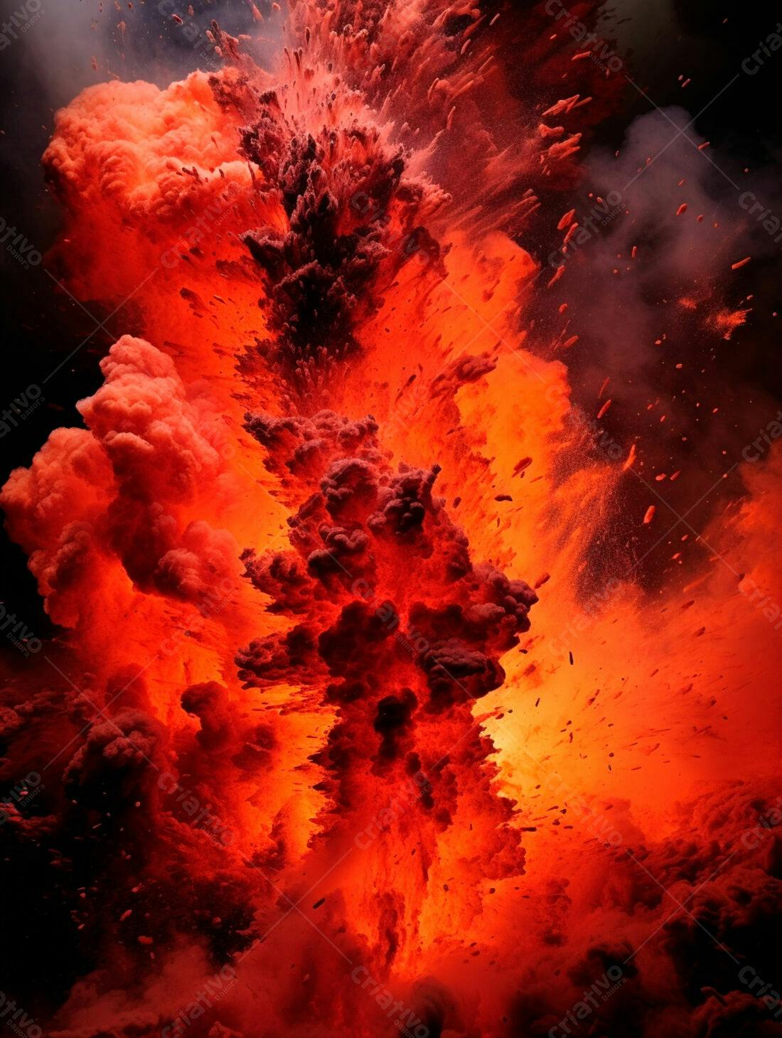 Explosão de cores vibrantes em tons vermelhos e laranjas
