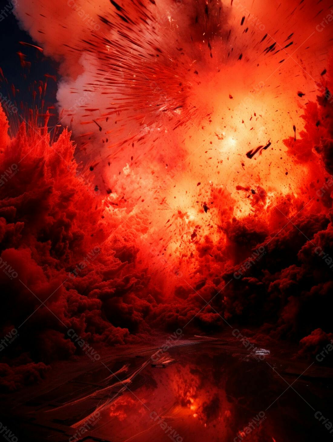 Erupção Vulcânica Vermelha Intensa