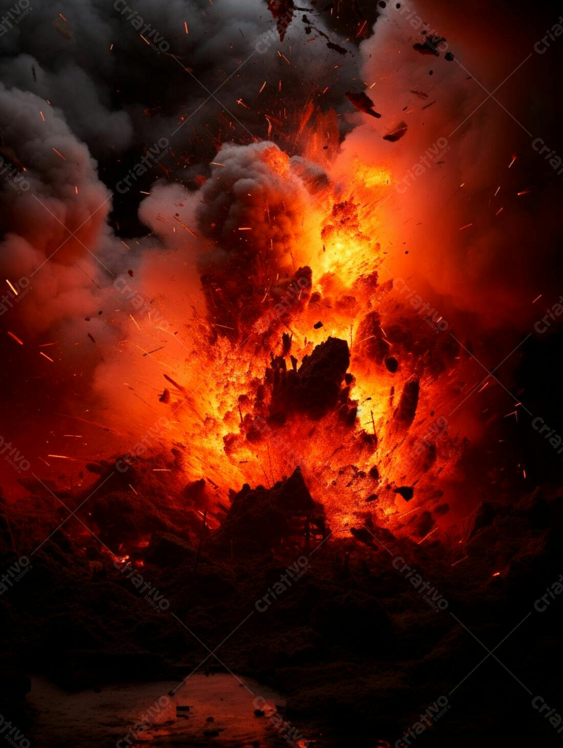 Explosão de fogo intensa e escura