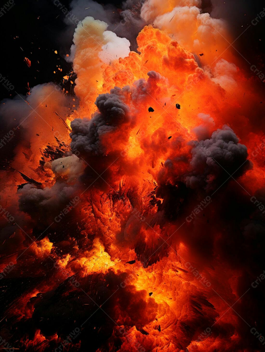 Explosão de fogo intensa e escura