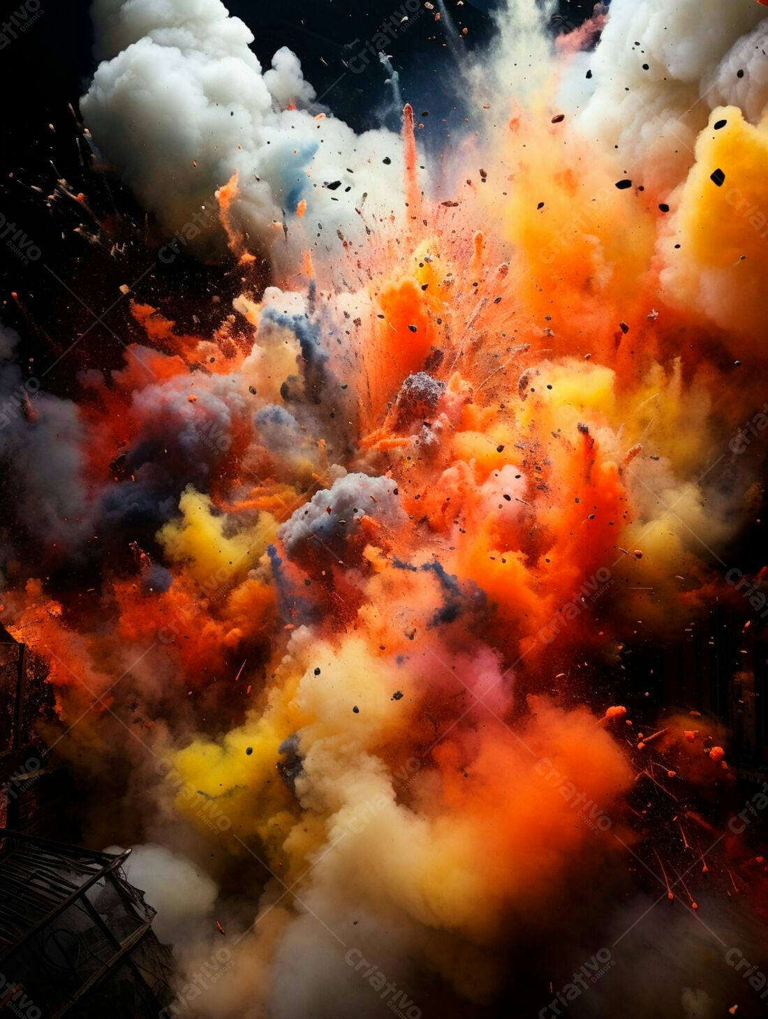 Explosão de cores vibrantes em tons quentes