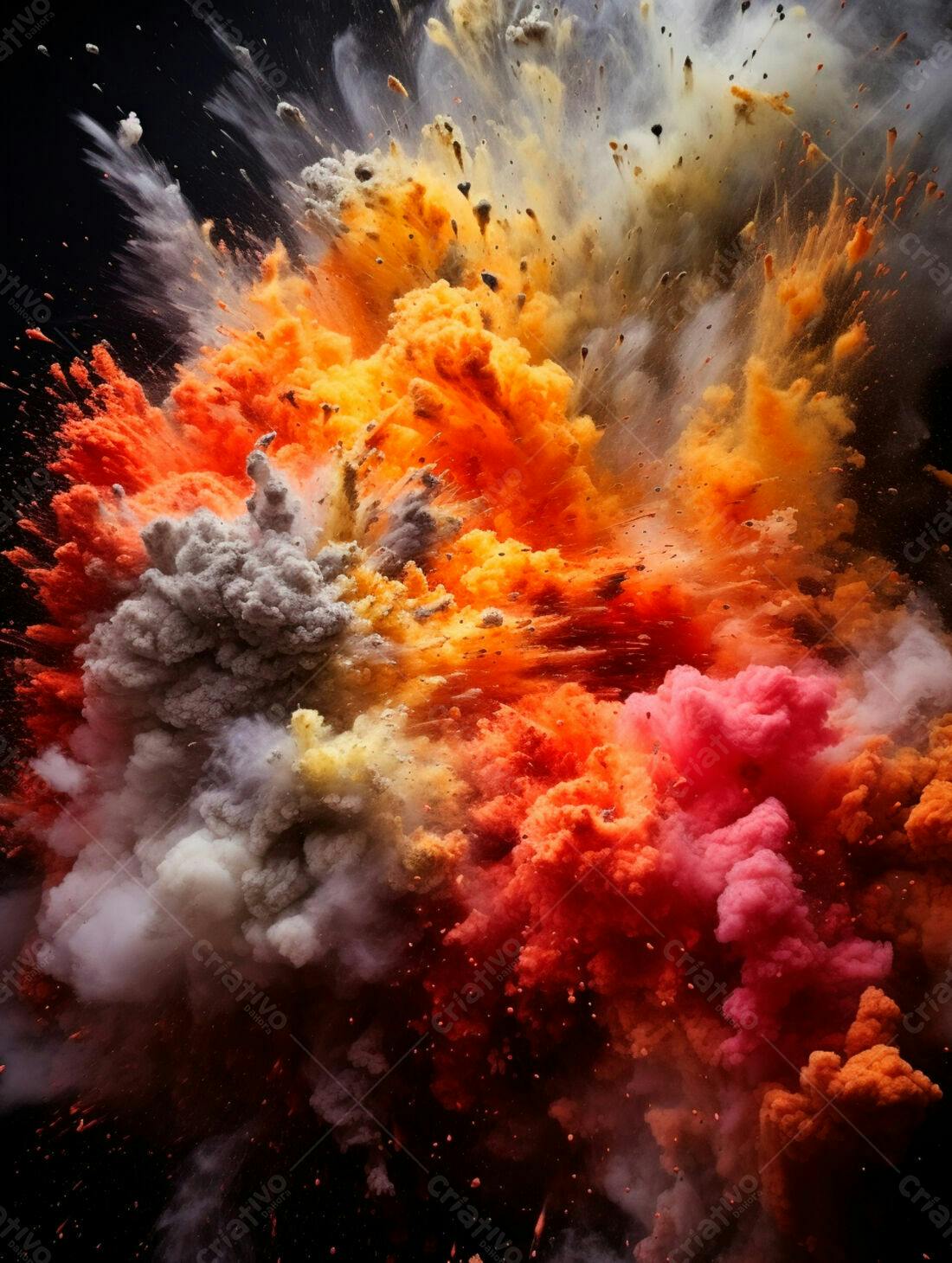 Explosão de cores vibrantes em pó