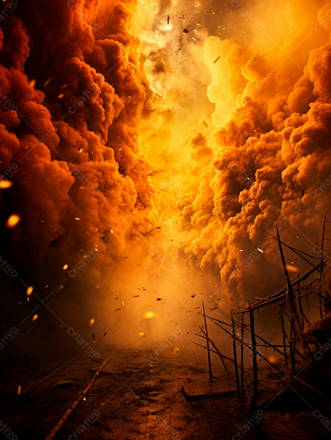 Fogo infernal paisagem apocalíptica