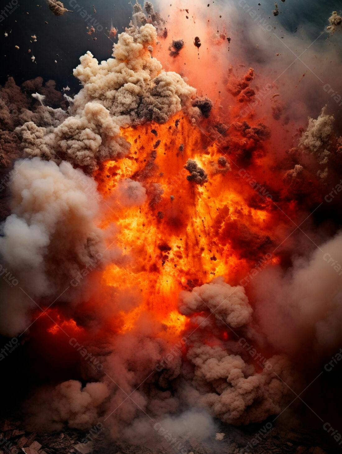Explosão intensa em tons de laranja e marrom
