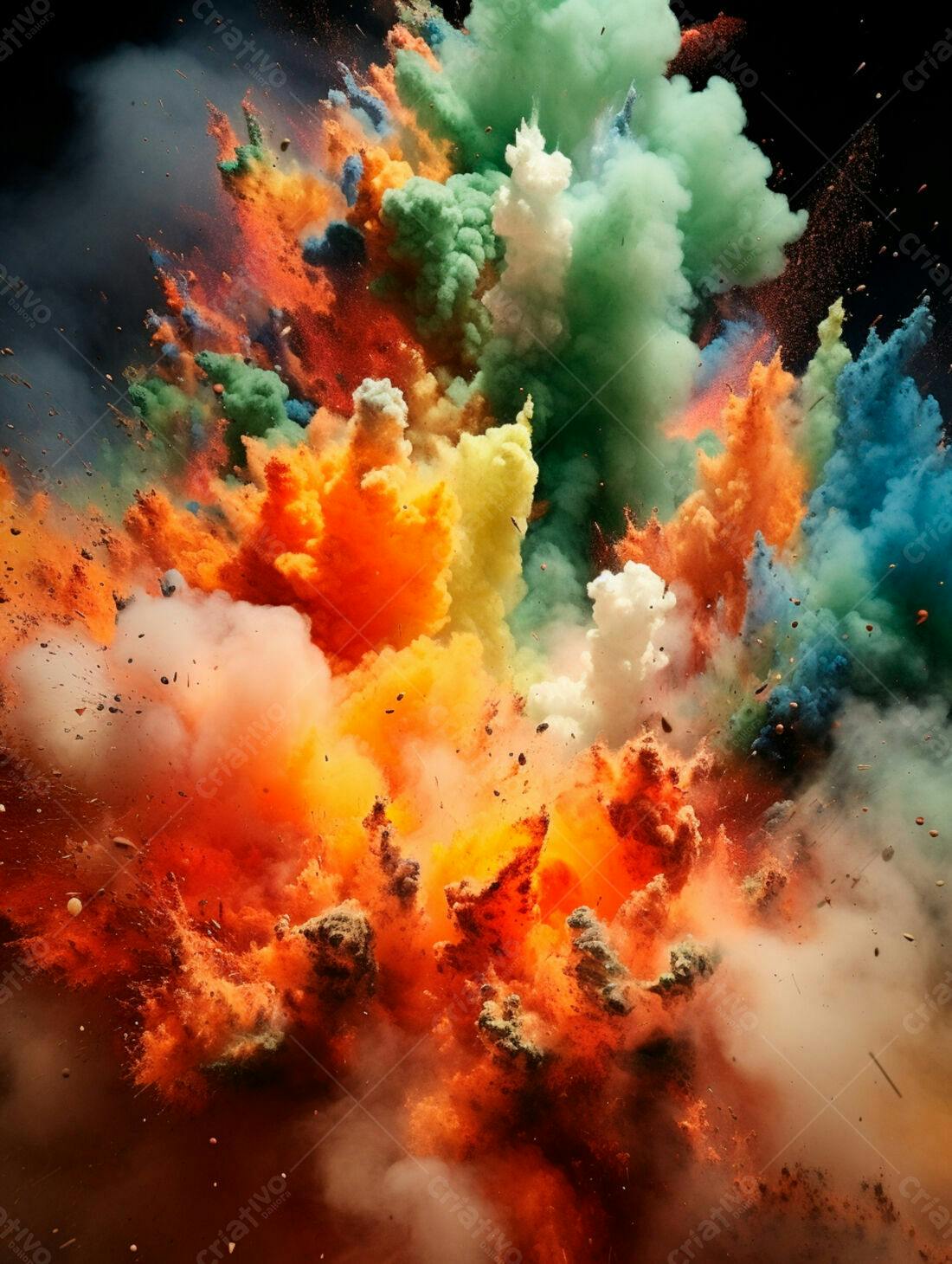 Explosão de pó colorido cores vibrantes