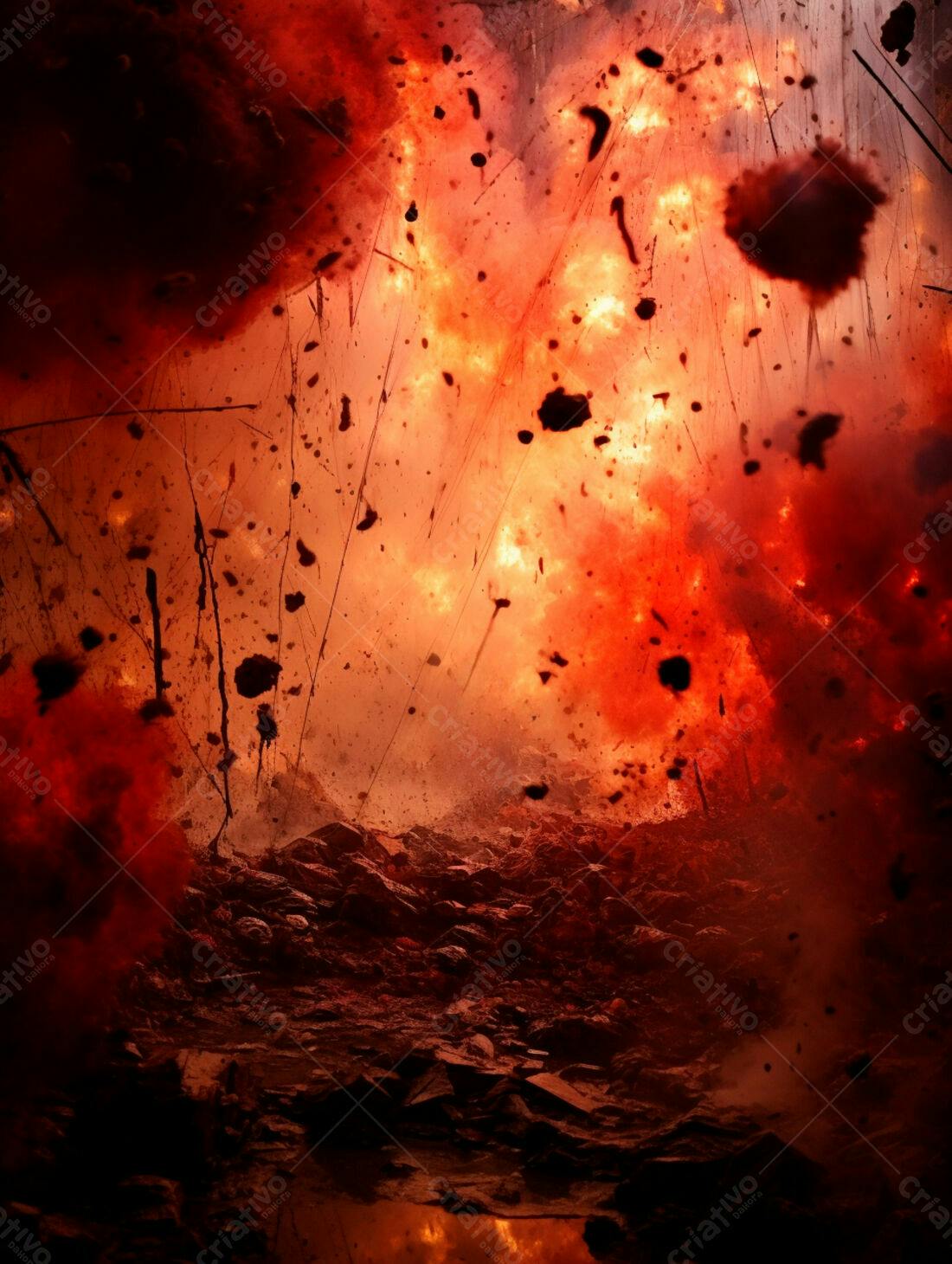 Explosão intensa tons vermelhos e laranjas