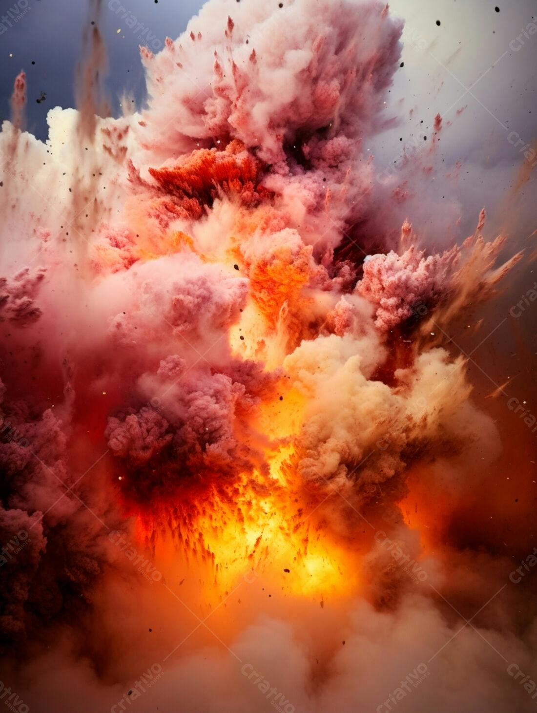 Explosão de cores vibrantes em tons de laranja e rosa
