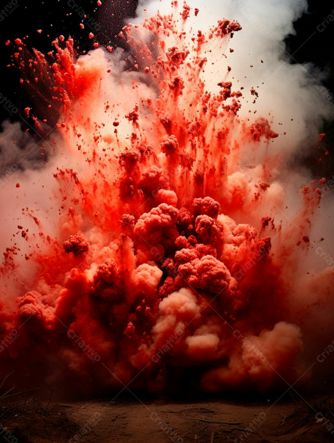 Explosão Vermelha de Pó Colorido