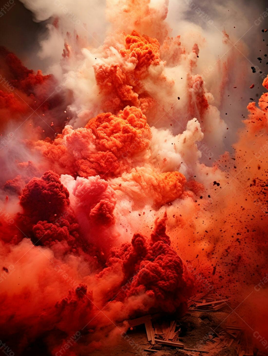 Explosão de cores vibrantes em tons vermelhos e laranjas