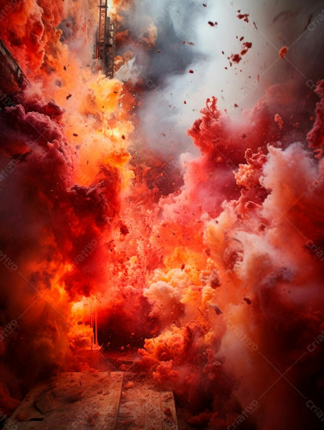 Explosão de cores vibrantes em tons vermelhos e laranjas
