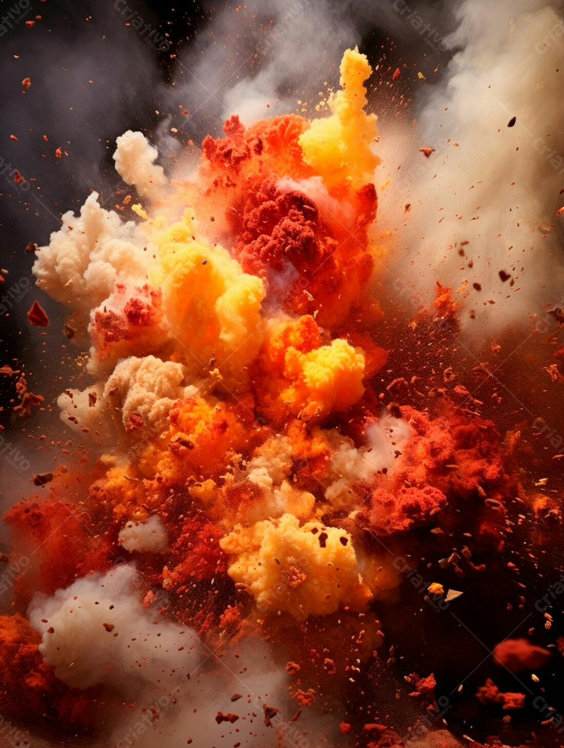 Explosão de pó colorido laranja e vermelho