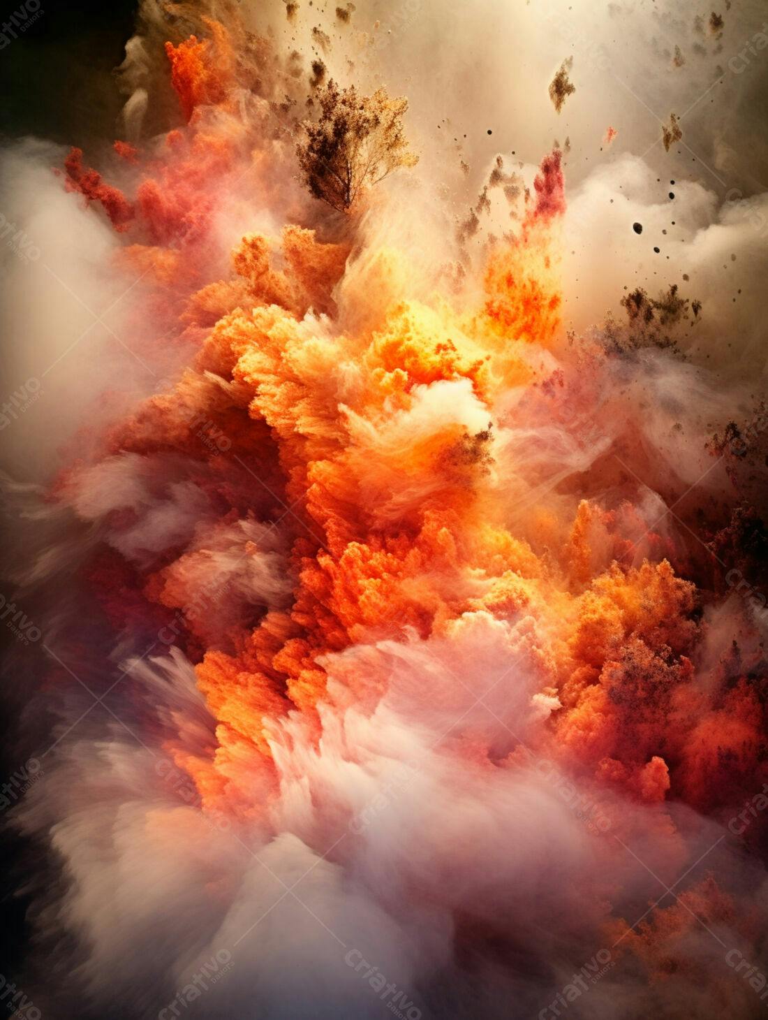 Explosão de cores abstrata com árvores