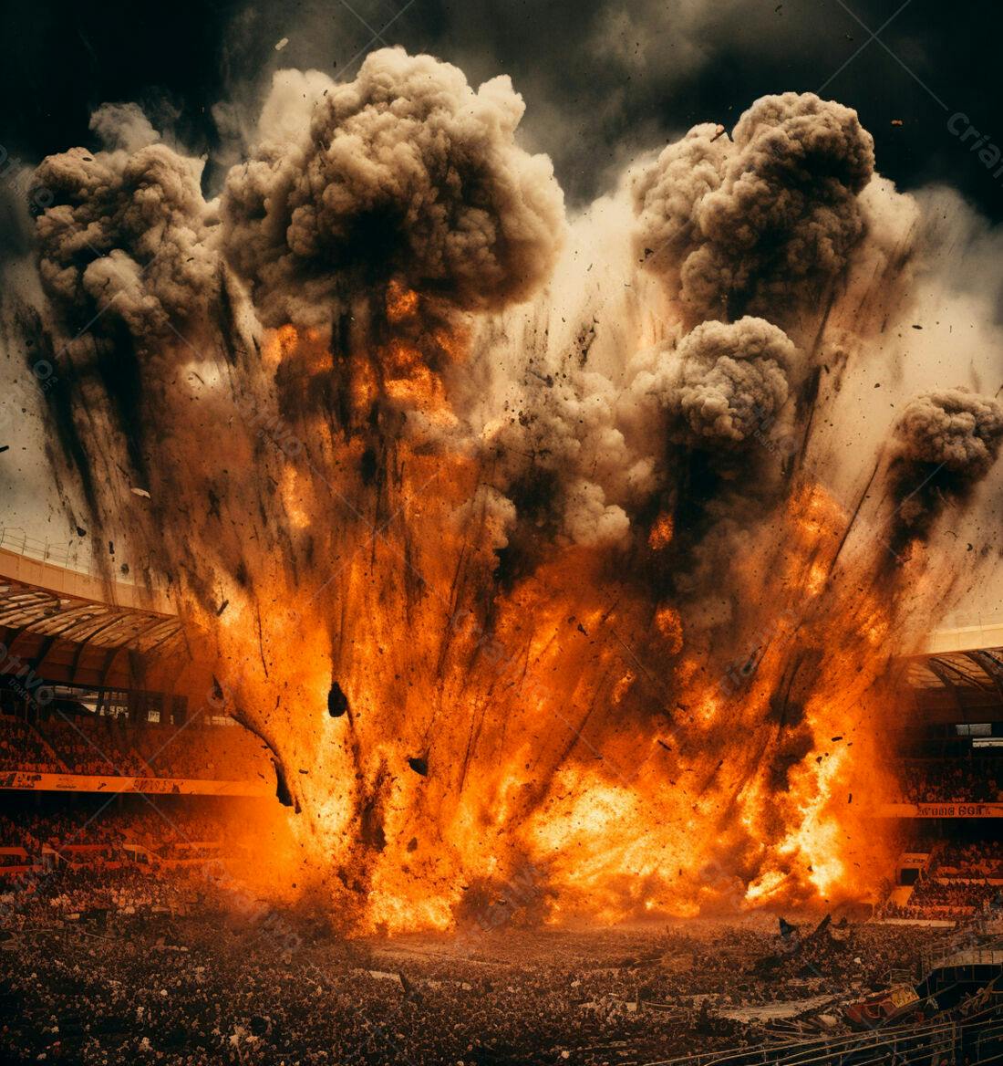 Explosão gigante em estádio lotado